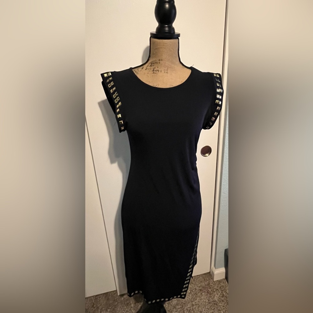 EUC Shelby & Palmer small dark blue studded bodycon dress